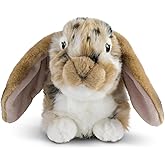 Living Nature Brown Dutch Lop Eared Rabbit Stuffed Animal | Fluffy Rabbit Animal | Soft Toy for Kids | 10 inches