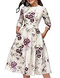 Simple Flavor Women's Floral Vintage Dress Elegant
