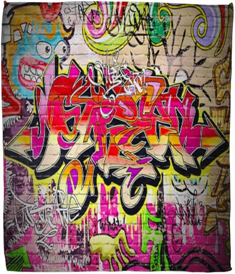 Amazon Com Golee Throw Blanket Colorful Brick Graffiti Wall Urban Grafitti Graphitti Grafiti Amazing Graffitti 60x80 Inches Warm Fuzzy Soft Blanket For Bed Sofa Home Kitchen