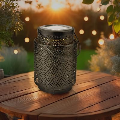 - Lampada solare LED da tavolo Casablanca Black, luce calda 2500K, dimmerabile, resistente all’acqua IP44, batteria integrata, ideale per terrazza e giardino.