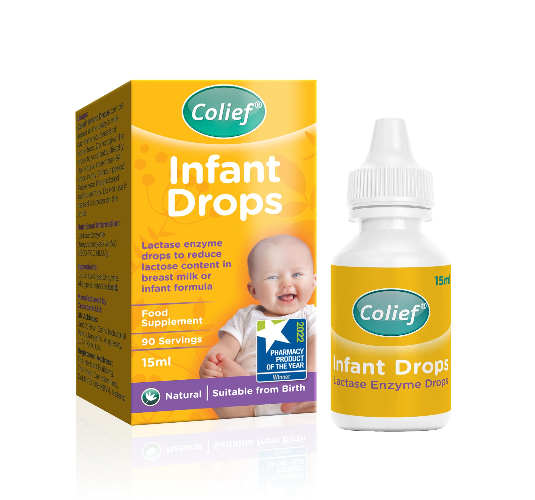 Colief Infant Drops | Lactase Enzyme Drops | Natural Colic Relief for Babies | Reduces Bloating, Wind and Crying | (15ml)