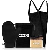 CZZXI Tanning Mitt, Body Brush & Back Tanner Applicator Kit – Self-Tan Applicator for Body, Face & Hard-to-Reach Areas | Includes Storage Pouch
