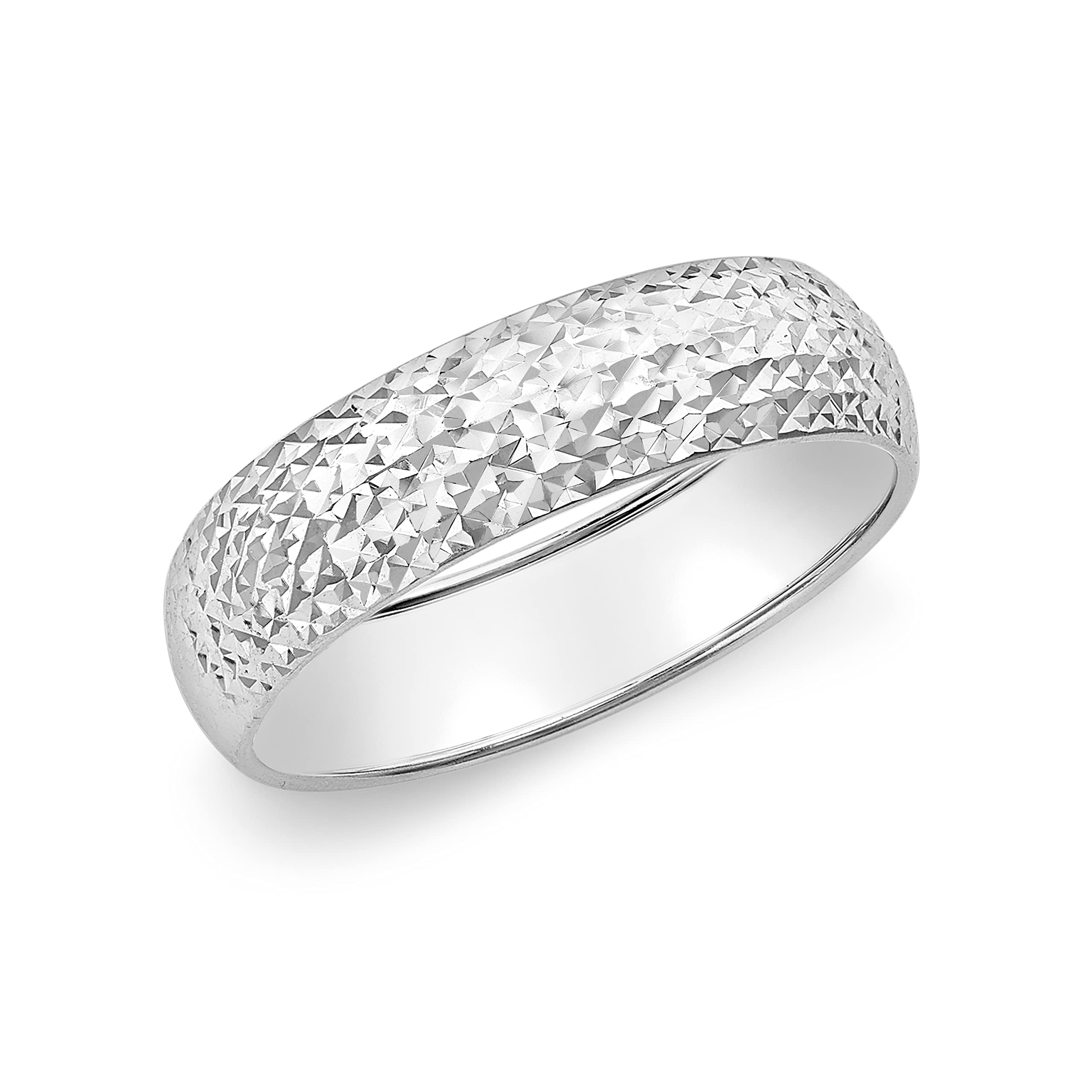 CARISSIMA Women's 9ct White Gold 5mm Diamond Cut Ring - Size L