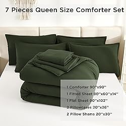 Litanika Dark Olive Green Queen Size Comforter Set