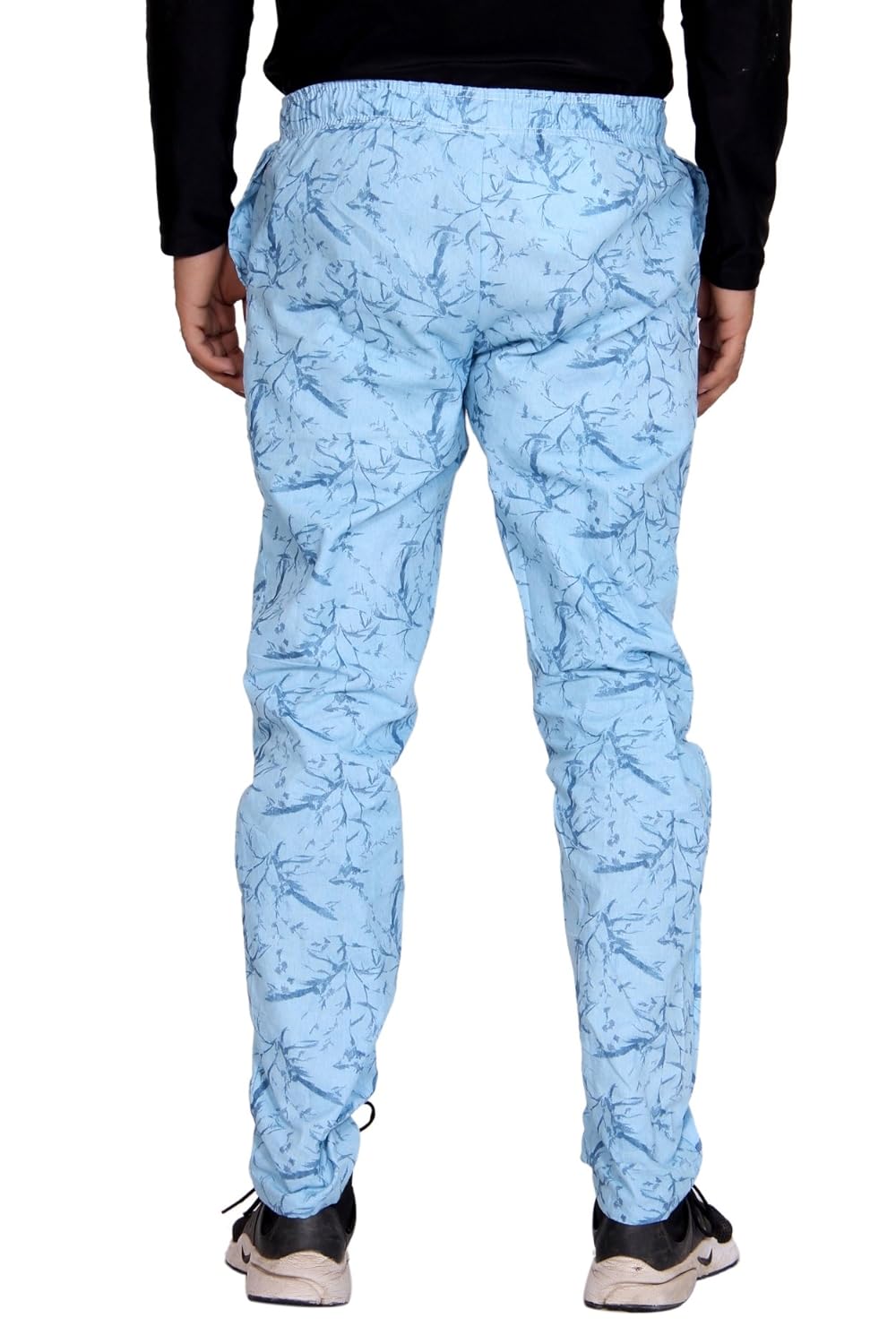 flamboyant men's skyblue printed cotton pyjama