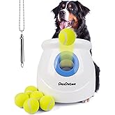 Pet Prime Dog Automatic Ball Launcher for Large Dogs Ball Thrower Machine Outdoor Indoor Use Interactive Dog Toy Adjustable Distance 10-40ft - Included 6 PCS 2.5&rdquo; Tennis Balls and a Whistle