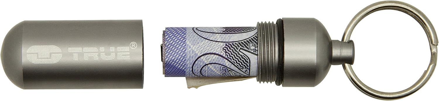 True Utility CashStash Waterproof Emergency Cash Capsule for Key Ring, Grey: Sports & Outdoors