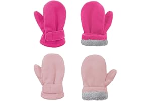 American Trends 2 Pairs Toddler Mittens Unisex Lined Fleece Gloves Winter Warm kids Mitten for Baby Boys and Girls