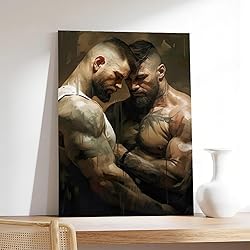 HMLZSJ Nude Muscle Male Torso Portrait Art Gay