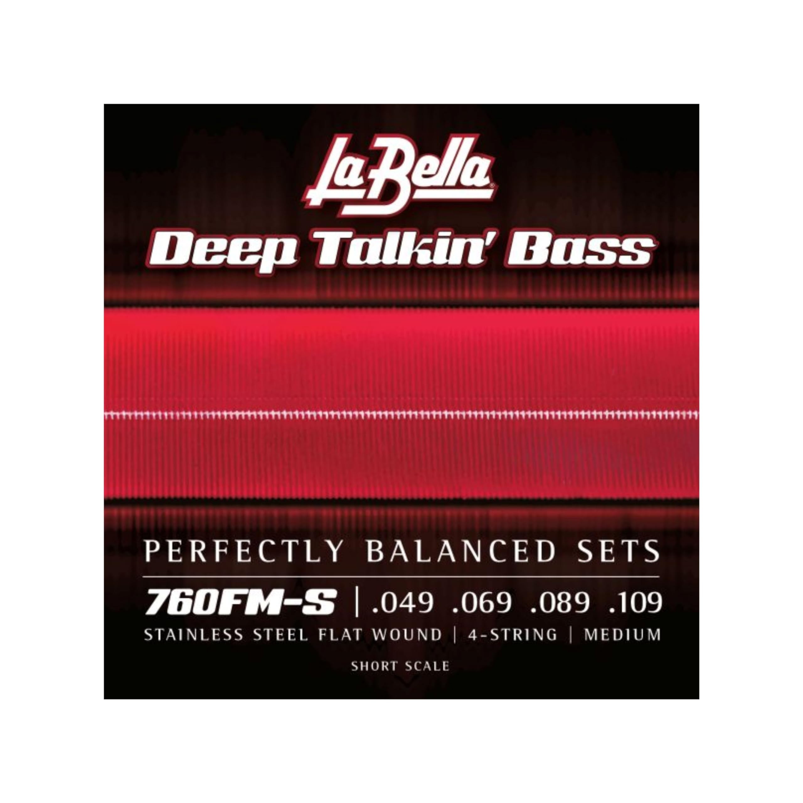La Bella 760FM-S Stainless Steel Flat Wound Medium Short Scale Bass Guitar String