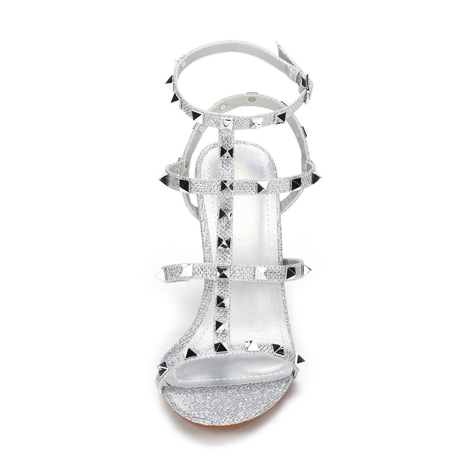 Dream Pairs Women's Silver Open Toe Rhinestone Dress Pumps Party Heel Sandals Size 9.5 M US - Image 4