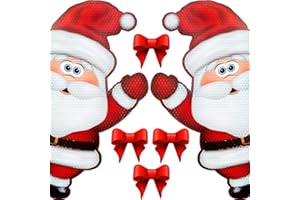 Bigtime Signs Jumbo Reflective Santa Claus Car Magnet Set - Includes 2 Waving Santas and 4 Red Bows - Festive Christmas Car Decor Kit for Holiday Cheer - Car-Safe and Weatherproof - Set of 6