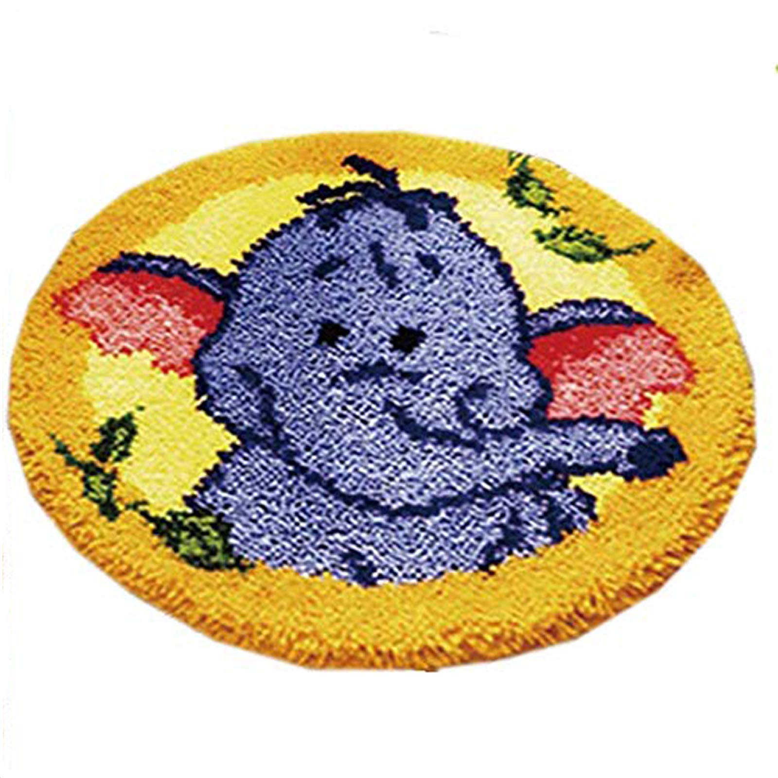 Latch Hook DIY Rug Kits Embroidery Cushion Unfinished Making Kits Flower Dog Animal Pattern for Beginnner, 50 * 50cm (Elephant)