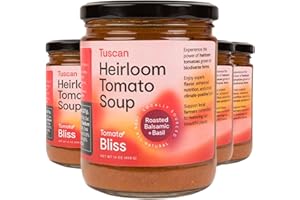 Tomato Bliss Original Tomato Basil Heirloom Tomato Soup, All Natural, Non-GMO, Vegan, Dairy-Free, No Added Sugar, Healthy Tomato Soups, High in Vitamin C and antioxidants (16 oz, 4-Pack)