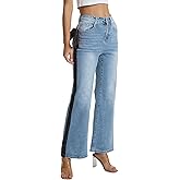 Kedera Womens Side Stripe Wide Leg Jeans Bow Ribbon Flared Denim Pants Y2K Trendy Casual Straight High Waisted Trousers