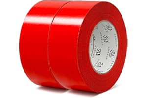 ROSEUP Heavy Duty Red Stucco Tape 2" x 60 Yds, 2 Rolls, All-Weather Waterproof Outdoor Masking Tape for Rough Surfaces, Concr