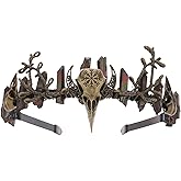 CoTeeZa Black Crystal Crow Skull Crown - Bronze Gothic Headband with Dark Quartz with Moon Branch, Witch Queen Headpiece for Women Renaissance Halloween Cosplay Prom Quinceañera Headdress