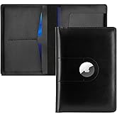 Genuine Leather Passport Holder for Travel Passport Covers with AirTag Slot Passport Wallets for Men Women Family Travel Christmas Gifts, Mens Womens Passport Holder, Black