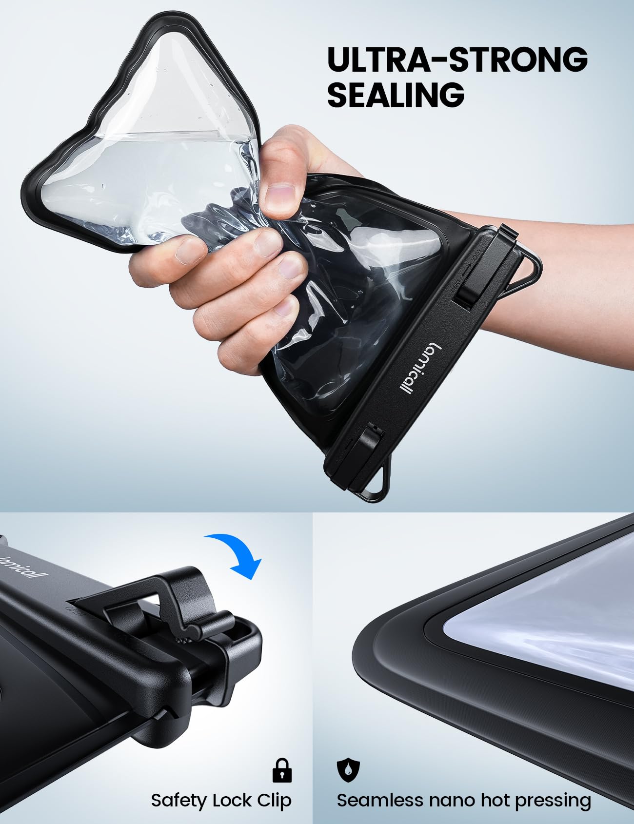 Lamicall Waterproof Phone Pouch Case - [Double Space] IPX8 Water Proof Cell Phone Dry Bag with Lanyard, Beach Cruise Ship Essentials for iPhone 16 15 14 13 Pro Max, Galaxy S25 S24, 4-7.5
