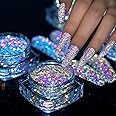 6 Color Nail Art Gliiter Holographic Flakes Nail Diamonds for Nail Art Reflective Glitter Nail Powder for Women and Girls
