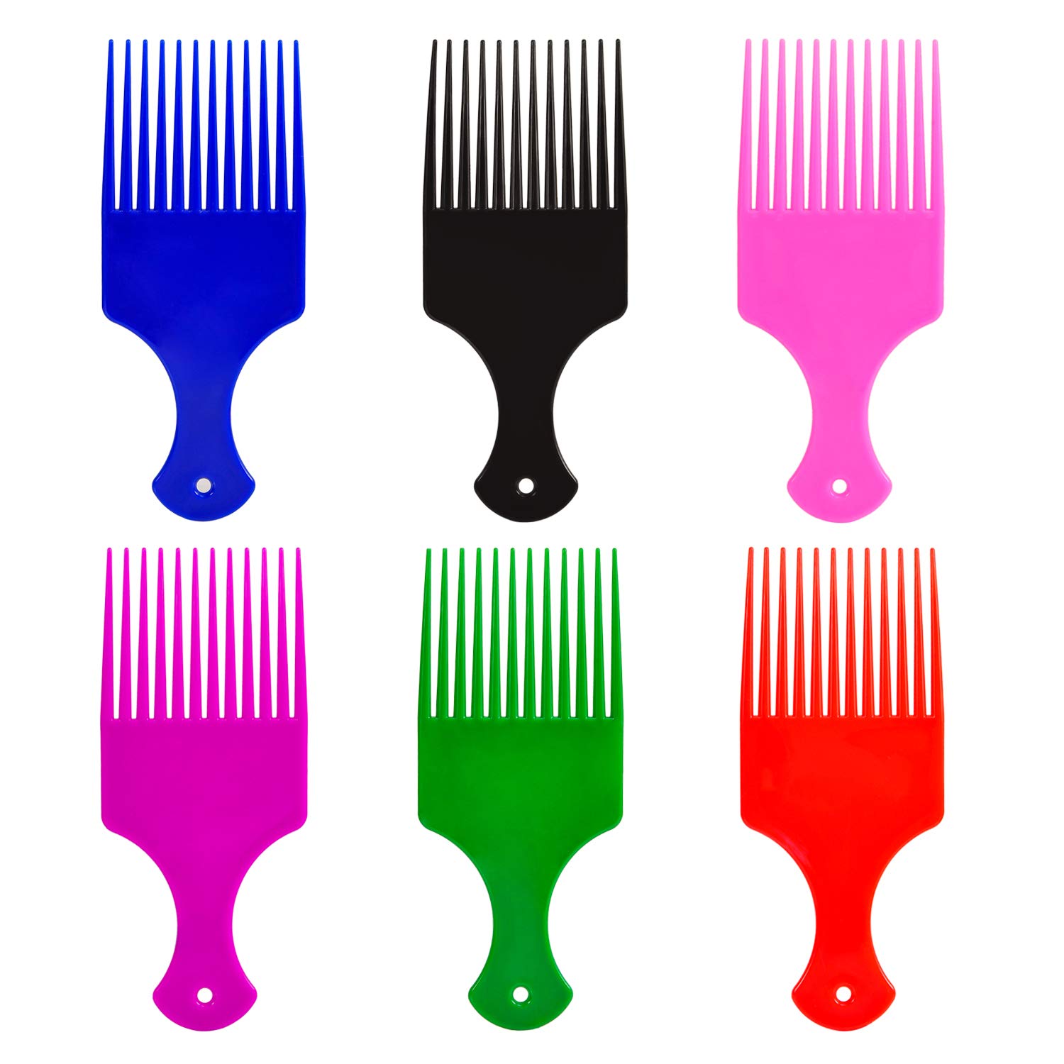 Cetornie 6 Pieces Plastic Afro Hair Comb 6 Colors African American Pick Comb Rake Comb Wide Tooth Comb for Fashion Hair Style