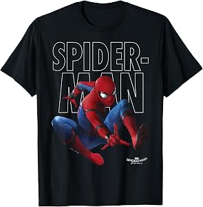 Marvel Spider-Man Homecoming Outlined Epic Jump Pose T-Shirt Small