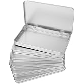 DAJAVE 6 Pack Metal Rectangular Hinged Tin Box Container, Sliver Tin Empty Box with Lid, Mini Tin Containers for Watercolor, Jewelry, Makeup, Candy, Craft Organize(4.2x7x0.6 Inch)