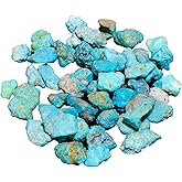 GEMKORA 50 carats Genuine Raw Turquoise Stone, Loose Gemstone and Crystals, Wholesale Lot, Blue Rough Crystals, Turquoise Rock, Jewelry Making Supplies, DIY & Crafts (6 to 8pcs)