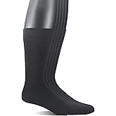 Yomandamor 5 Pairs Men's Bamboo Rayon Mid-Calf Dress Socks with Arch Support & Stretch Cuff,10-13