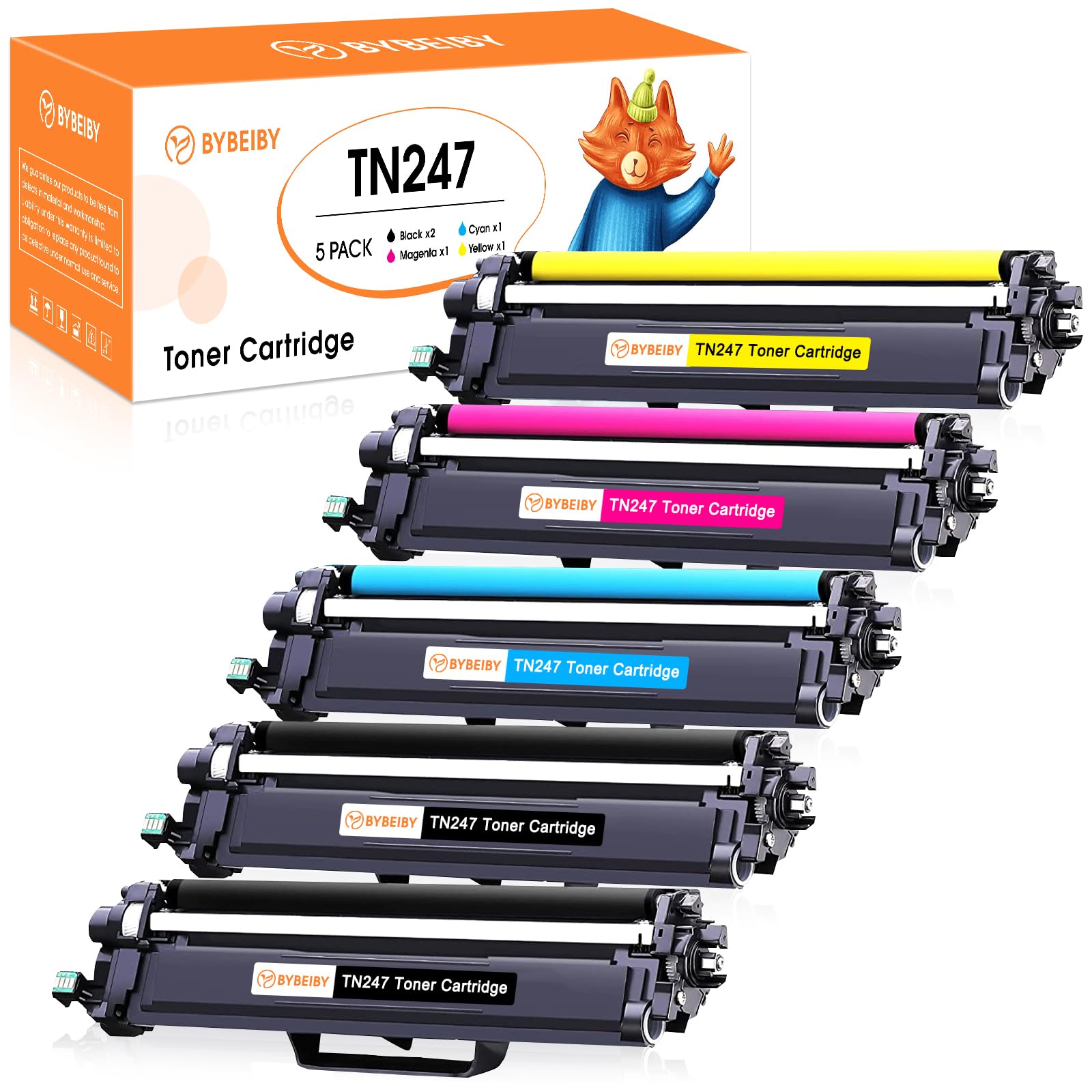 BYBEIBY TN247 Toner Cartridges Compatible for Brother TN-247 TN-243CMYK Toner for Brother DCP-L3550CDW DCP-L3510CDW MFC-L3750CDW L3770CDW HL-L3230CDW HL-L3270CDW MFC-L3710CDW L3730CDN HL-L3210CW