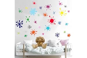 Amimagen 29pcs Colorful Paint Splatter Wall Stickers - Graffiti Painting Splotches Wall Decals - Nursery Kids Baby Girls Boys Room Daycare Kindergarten Playroom Classroom Wall Decor
