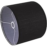 Small Lamp Shade, Black Drum Lampshade 8.7''Top X 8.7'' Bottom X 7.9'' High, Replacement Lamp Shade Natural Linen Hand Crafte