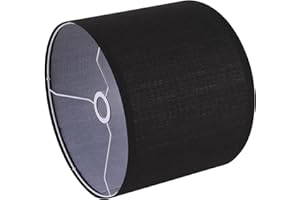 LEYINPEI Small Lamp Shade, Black Drum Lampshade 8.7''Top X 8.7'' Bottom X 7.9'' High, Replacement Lamp Shade Natural Linen Hand Crafted for Table Lamps Floor Lamps Chandelier Lamp, Easy Assembly Required