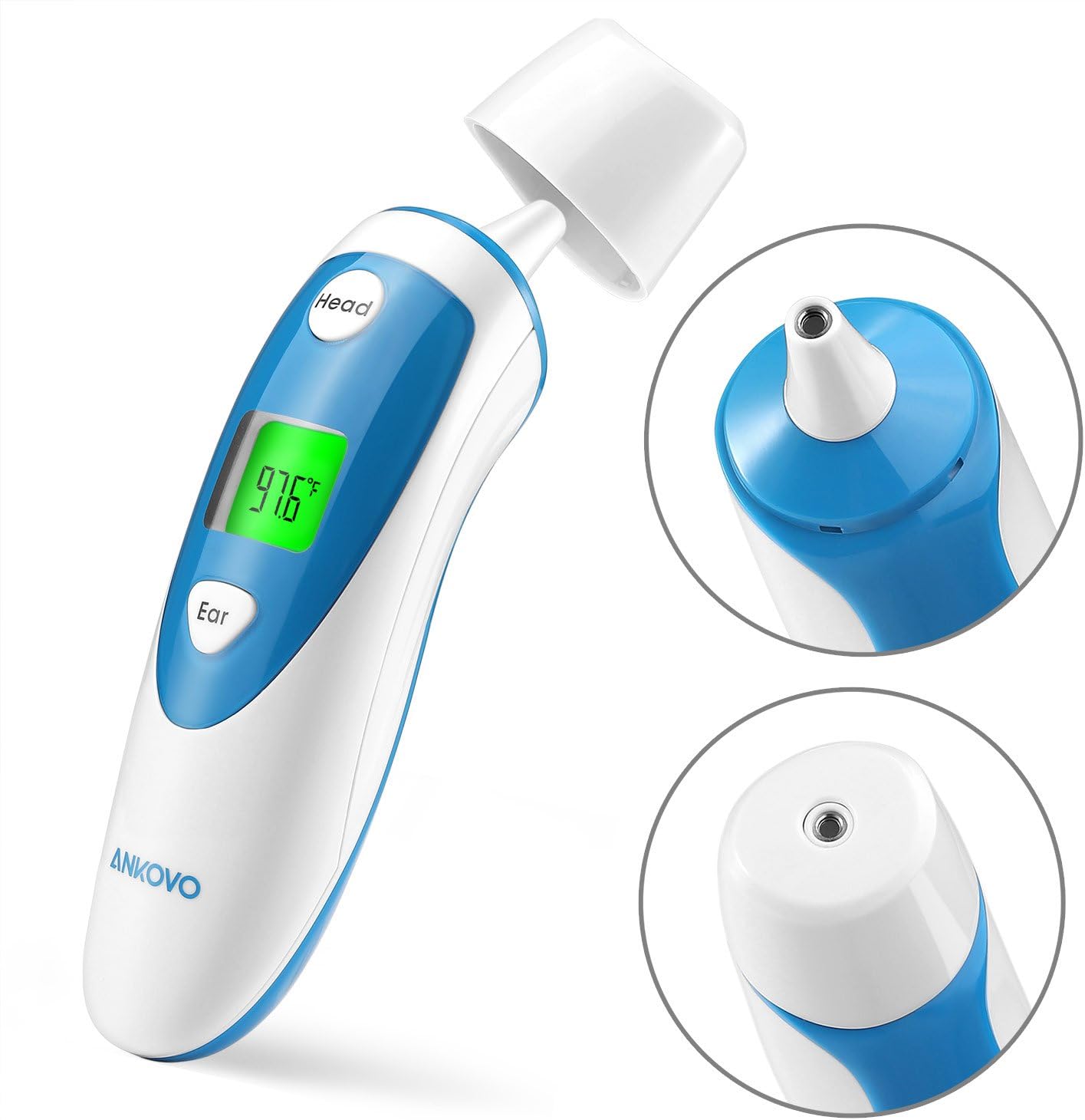 ANKOVO Thermometer for Fever Digital Medical Infrared Forehead and Ear Thermometer for Baby, Kids and Adults with Fever Indicator: Health & Personal Care