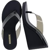 CUSHIONAIRE Bera Platform Thong Womens Sandals, Stylish Wedge Flip Flops for Women with Contoured Comfort Footbed