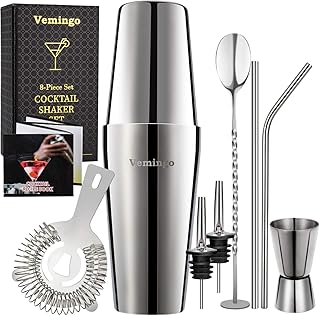 Boston Shaker Cocktail Set | Cocktailshaker Geschenk Edelstahl | 8 teiliges Cocktail Bar Set Cocktailset Groß 750ML 600ML Rezeptbuch | Cocktail Shaker für Cocktails Mixer Barkeeper Zubehör