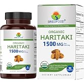Brieofood Organic Haritaki 1500mg, 45 Servings, Vegetarian, Gluten Free, 90 Vegetarian Tablets