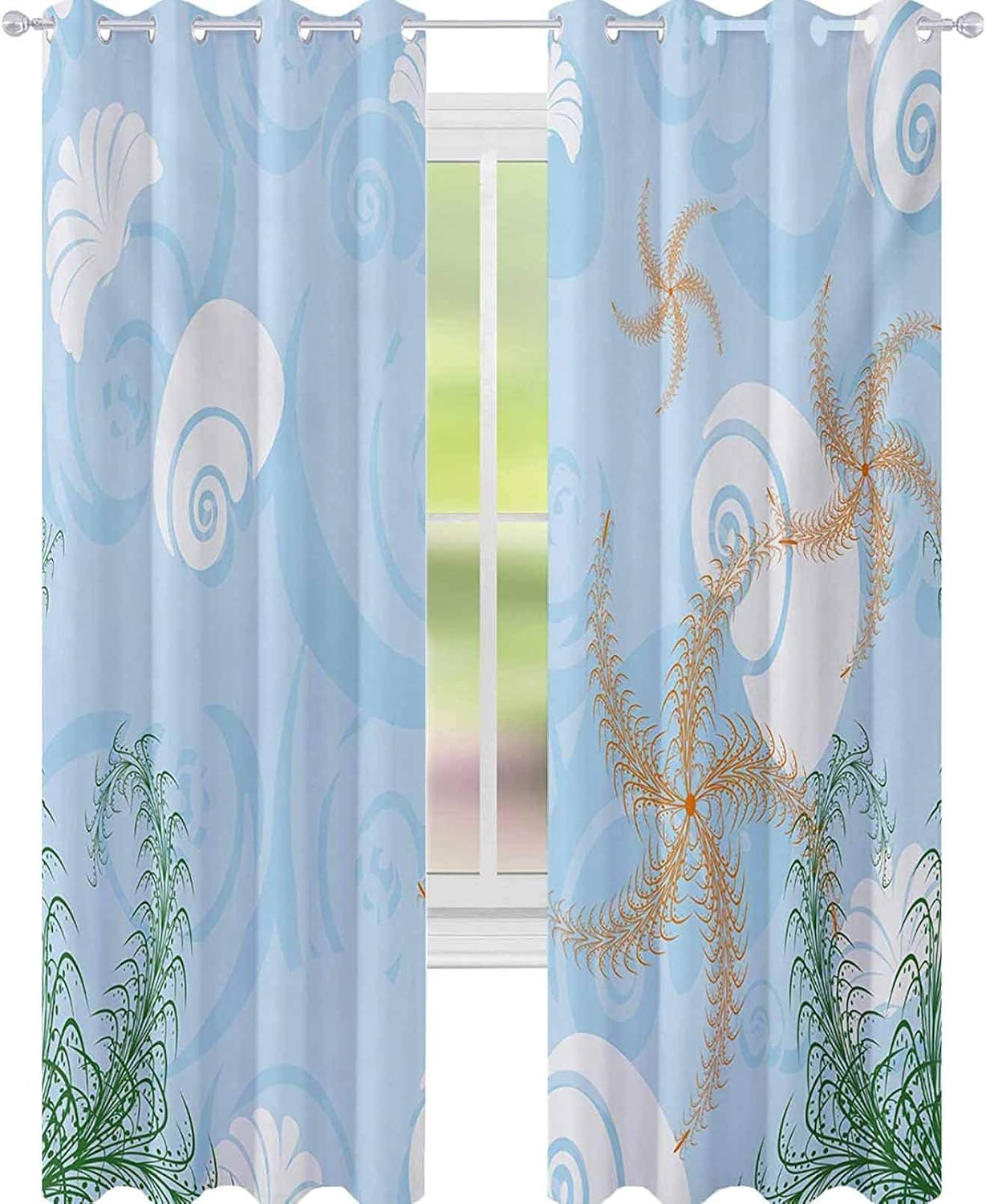 YUAZHOQI Ocean Curtains for Bedroom Coastal Theme Under The Sea