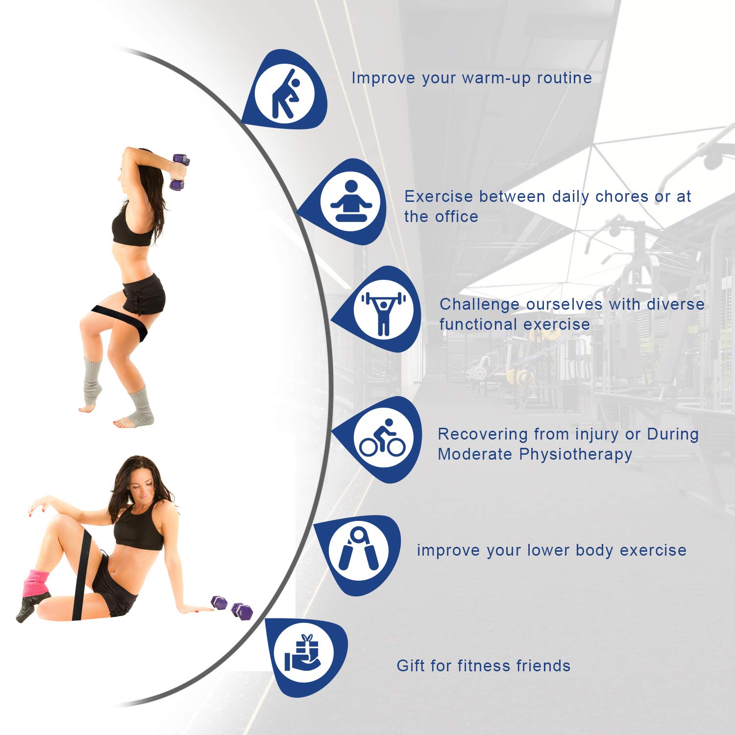 Juego de Bandas Resistencia Elástica x2 para Ejercicio - Correas de Tobilleras Fitness Profesionales (x2), Adecuado para Cadera, Fuerza de Piernas y de Boxeo, Yoga, Gimnasio, Crossfit,Culturismo