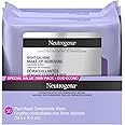 Neutrogena Night Calming Makeup Remover Face Wipes, 100% Plant-Based Cloth Hypoallergenic Nighttime Cleansing Towelettes, Rem