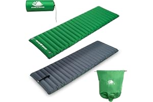 Hyke & Byke Appalachian Inflatable Sleeping Pad for Camping and Backpacking - WR 70 D Ripstop Nylon Fabric - 76 x 24 in - Long - Gray Green