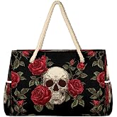 oooJHooo Beach Tote Bag for Women Men, Waterproof Sandproof Beach Canvas Bag With Wet Compartment Large Swim Pool Bags,A-01