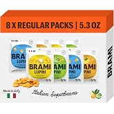 BRAMI Lupini Beans Snack, Variety Pack | 7g Plant Protein, 0g Net Carbs | Vegan, Vegetarian, Keto, Plant Based, Mediterranean Diet, Non Perishable, 5.3 Ounce (Pack of 8)