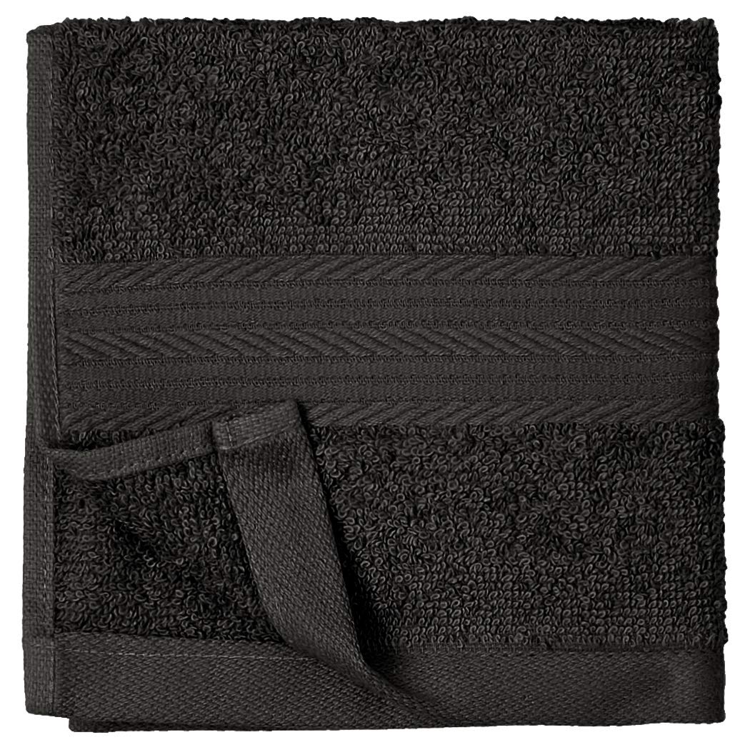Amazon Basics Cotton Washcloths for Face, Soft, Absorbent, 12-Pack, Black, 12 Inch x 12 Inch