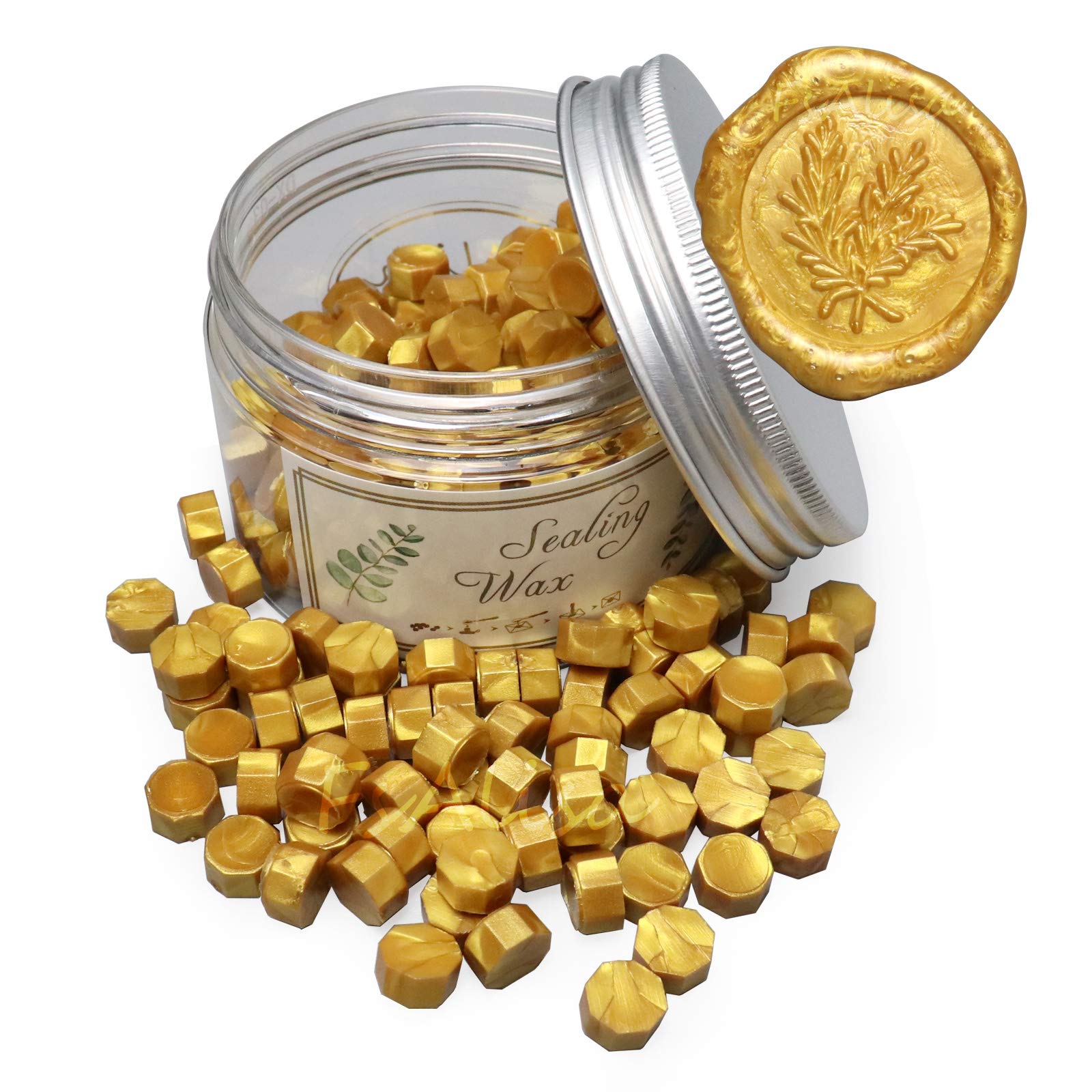 fsalisa 200pcs Wax Seal Beads Octagon Wax Sealing Beads for Wax Stamp Sealing Perfect for Christmas Cards, Envelopes, Wedding Invitations, Wine Packages, Letter Sealing (Gold) — image 1