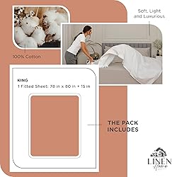 Linen Home 100% Cotton Percale Weave Fitted