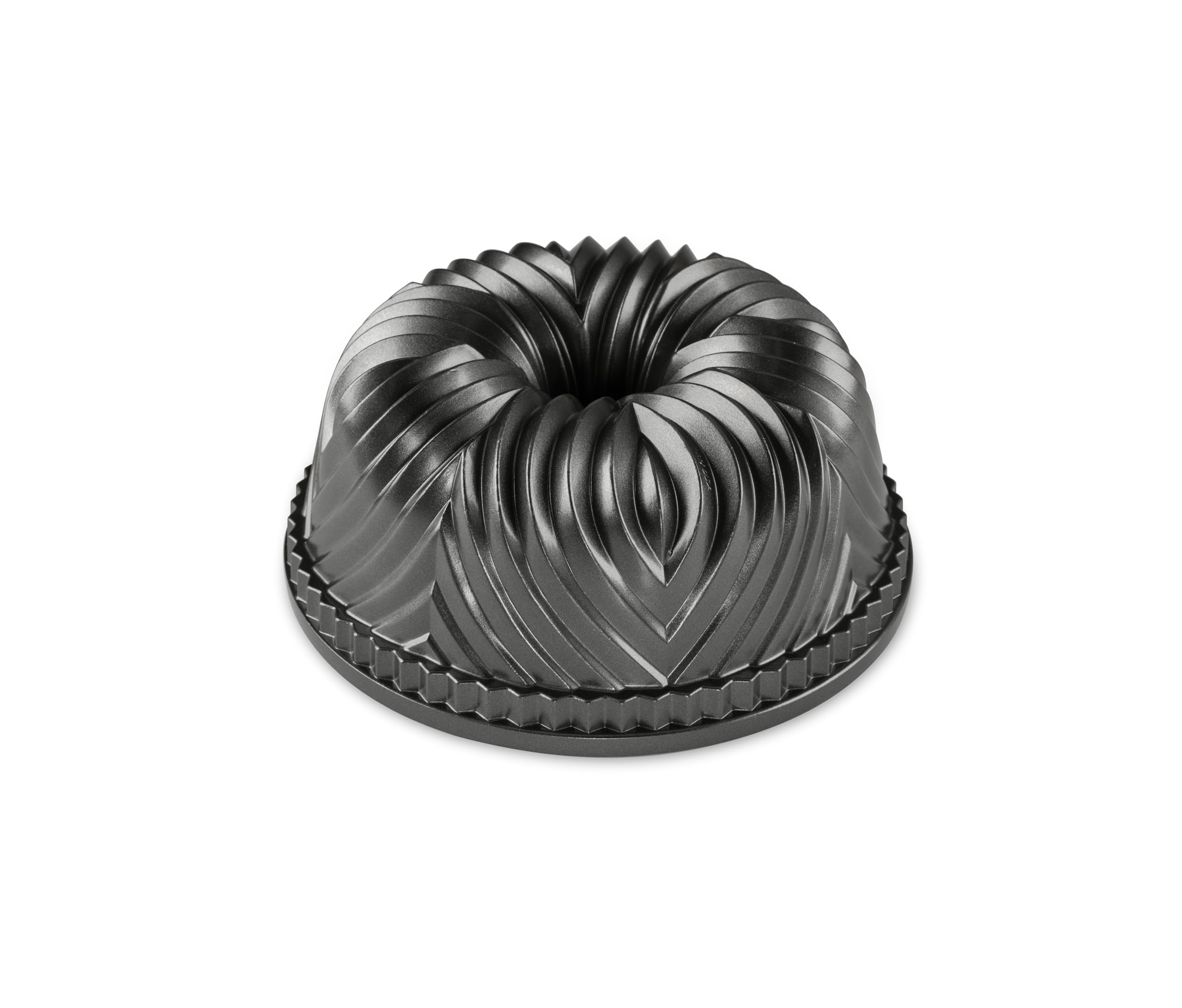 Nordic Ware Bavaria Bundt Pan, The Original Cast Aluminium Bundt Tin, Official Bundt Cake Tin with Geometric Pattern, Premium Cake Mould Made in the USA, Colour: Graphite, Gray