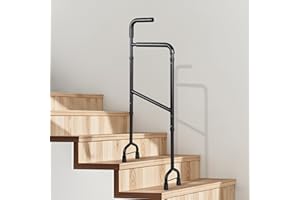 Aukivon Upgraded Stair Climbing Assist Cane, Adjustable Stair Cane for Walk Up and Down Stairs with Less Pain, Durable & Solid Anti-Slip Step Helper Meet Your Different Needs, Easy to Install