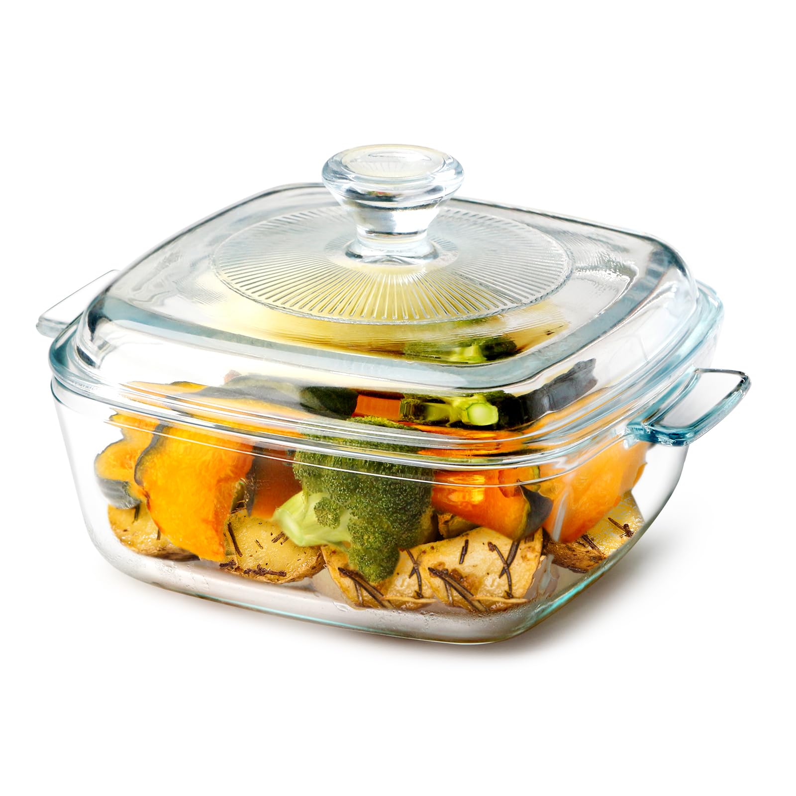 NUTRIUPS 0.8L Square Casserole Dish with Lid Oven Safe, 15cm Covered Glass Oven Dish With Lid