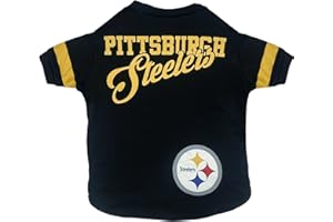 Pets First NFL Pittsburgh Steelers T-Shirt for Dogs & Cats, Small. Football Dog Shirt Team Fans. New Updated Fashionable Stripe Design, Durable Cute Sports PET TEE Outfit (PIT-4146-SM)
